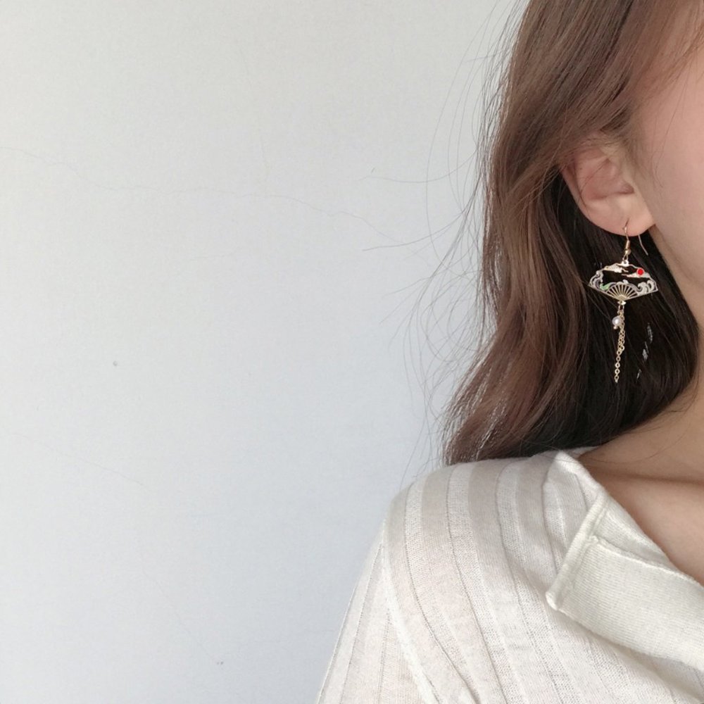 💕Last One Exotic Fan Style Drop Earrings - Picture 2 of 6